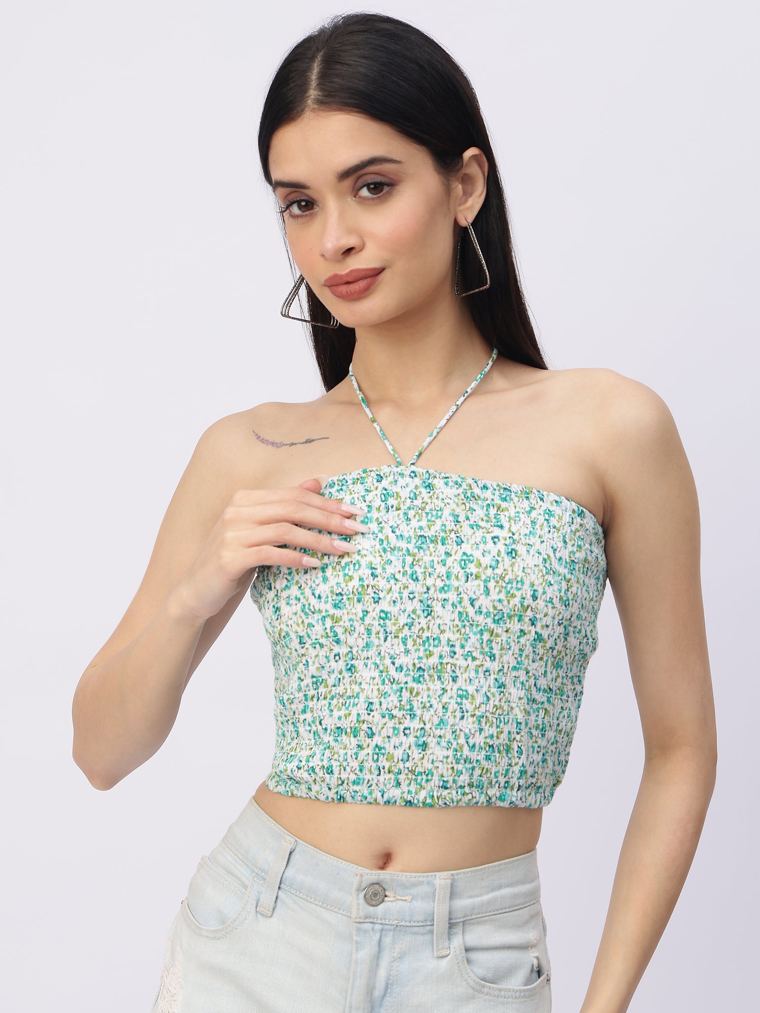 Smocked Halter Crop Top