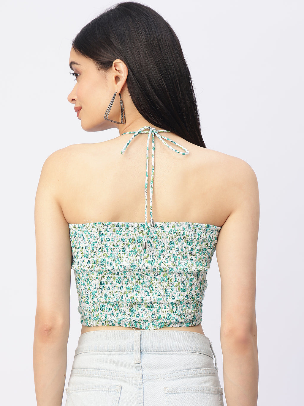 Smocked Halter Crop Top