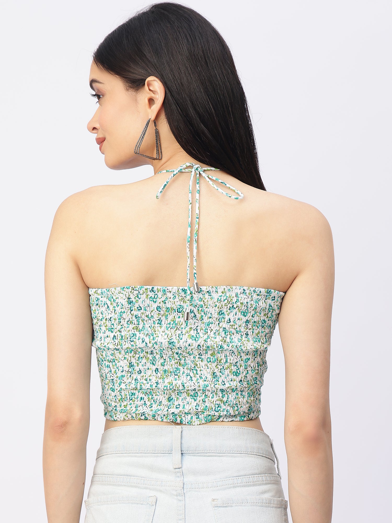 Smocked Halter Crop Top