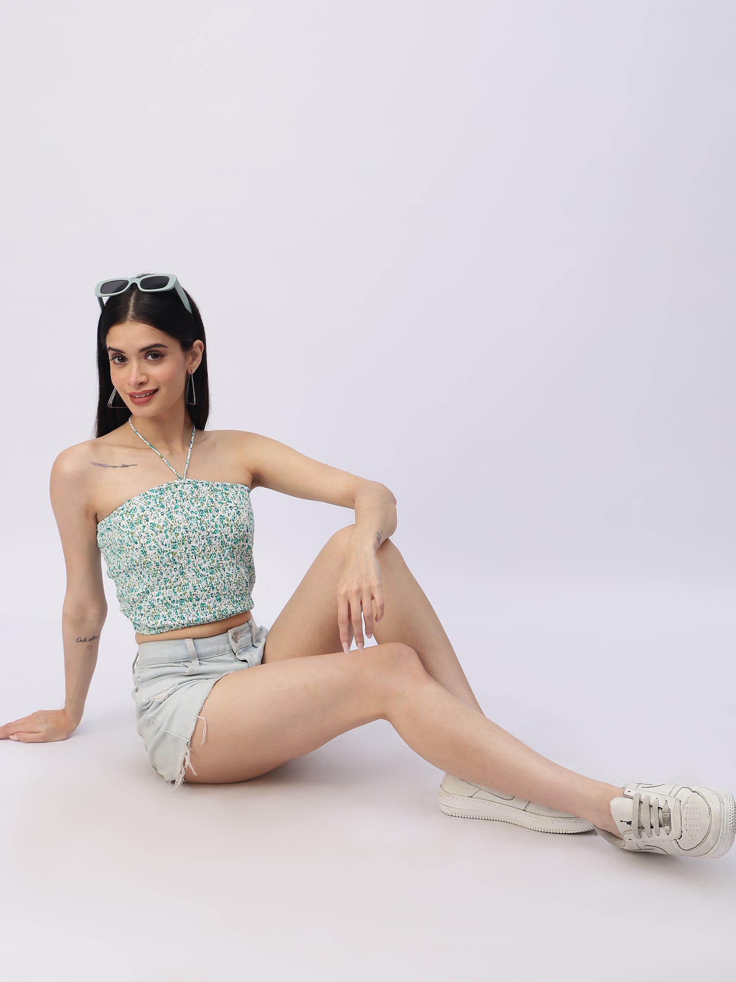 Smocked Halter Crop Top