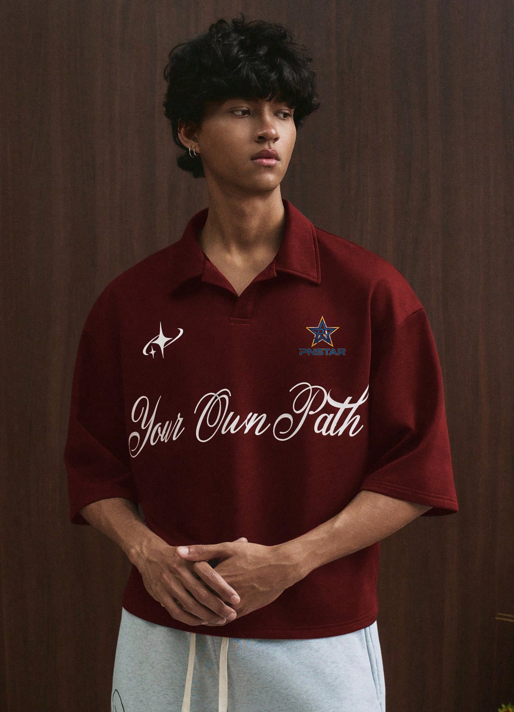 Cropped Printed Collared Tee