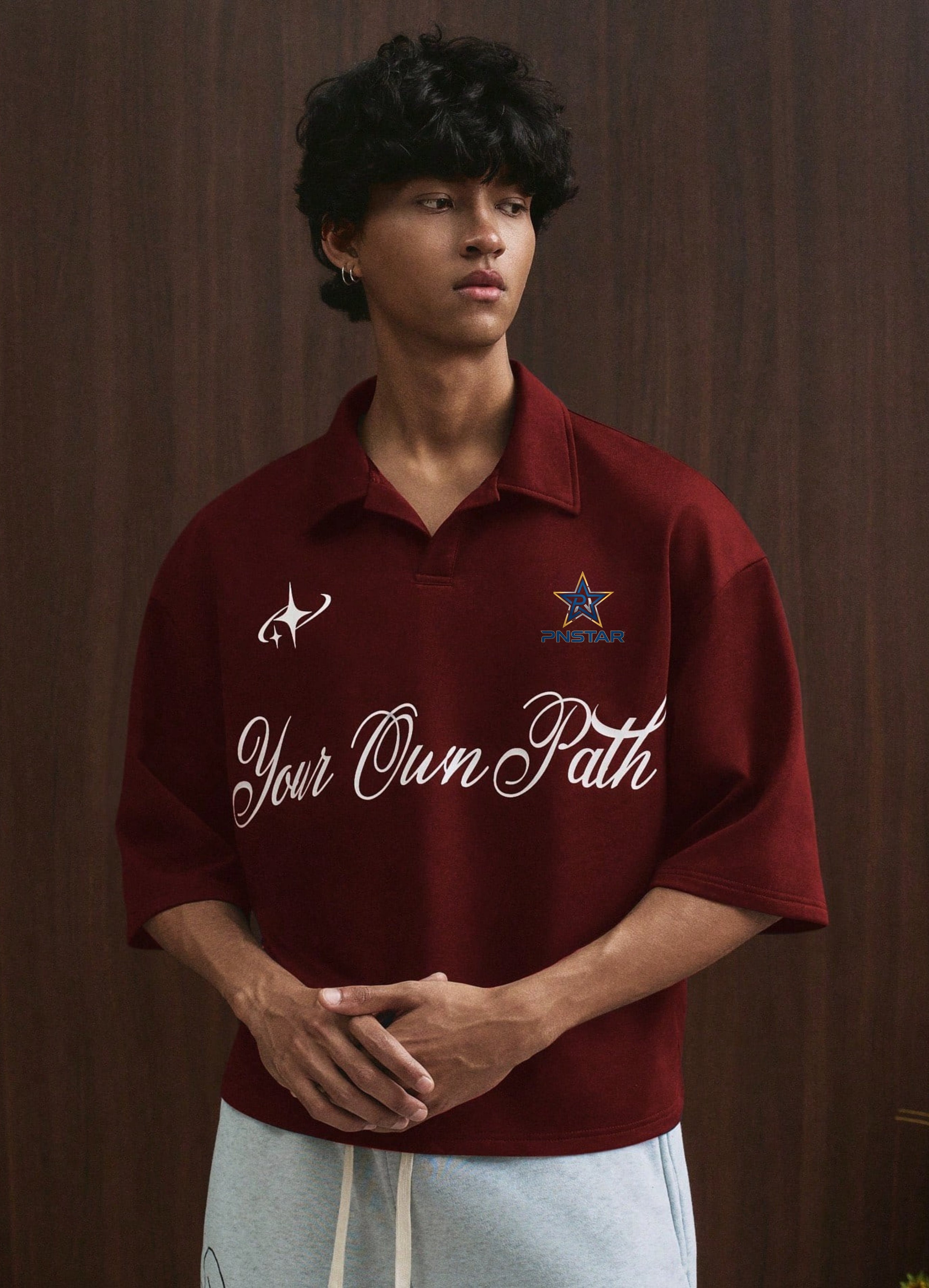 Cropped Printed Collared Tee