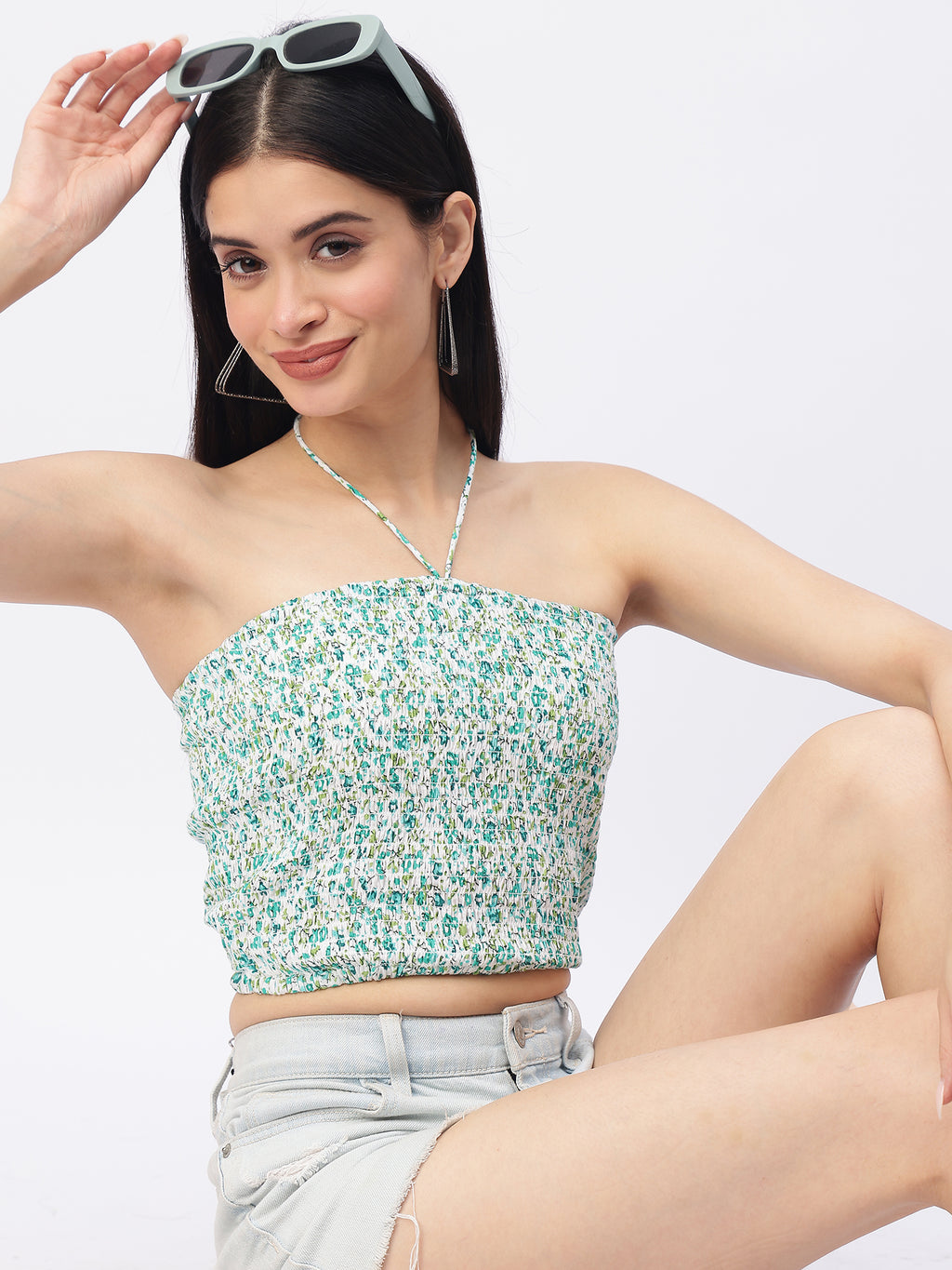 Smocked Halter Crop Top