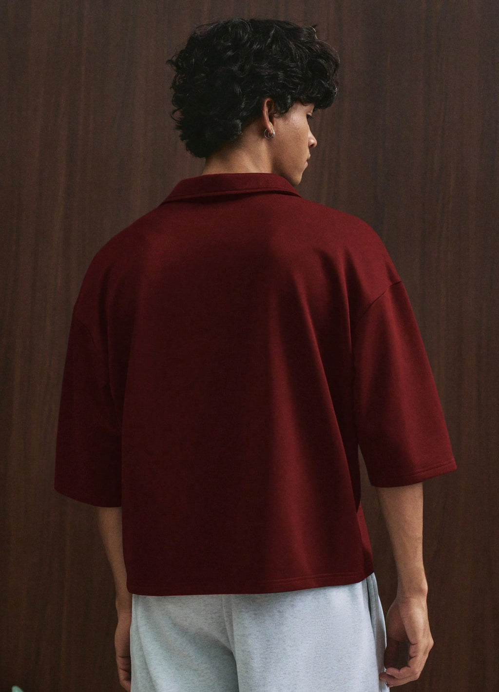Cropped Printed Collared Tee