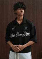 Cropped Printed Collared Tee