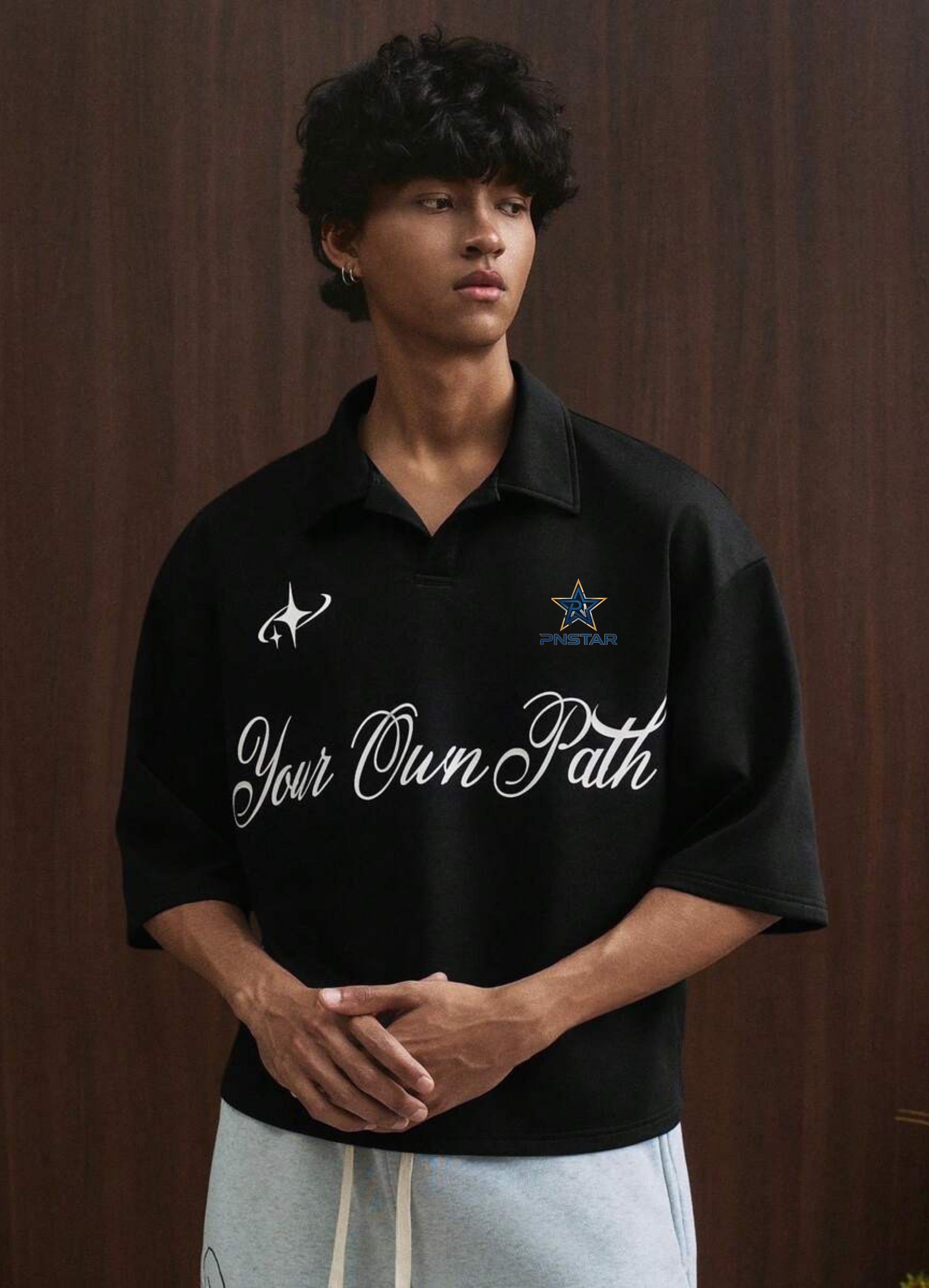 Cropped Printed Collared Tee