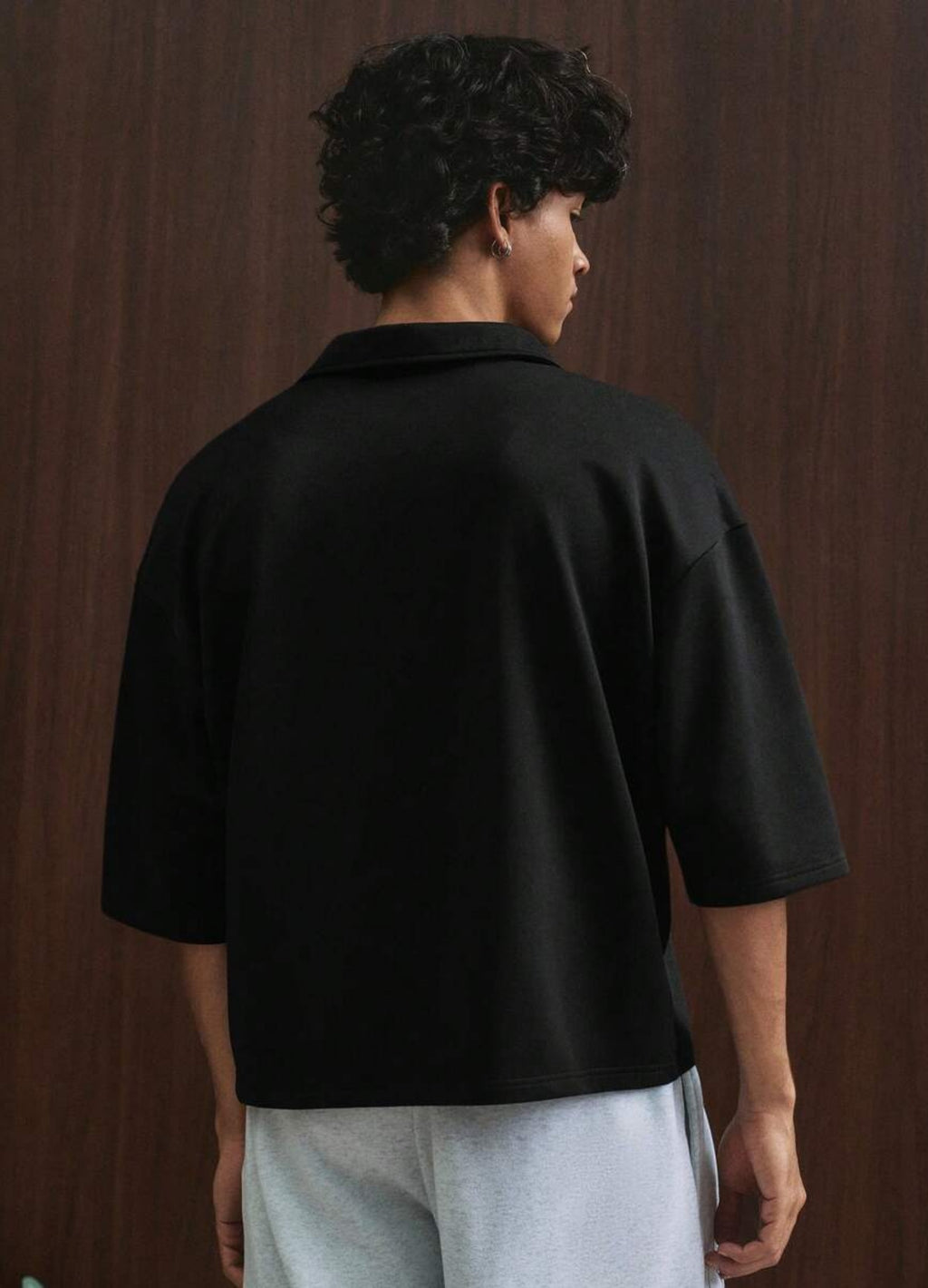 Cropped Printed Collared Tee
