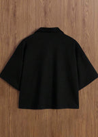 Cropped Printed Collared Tee