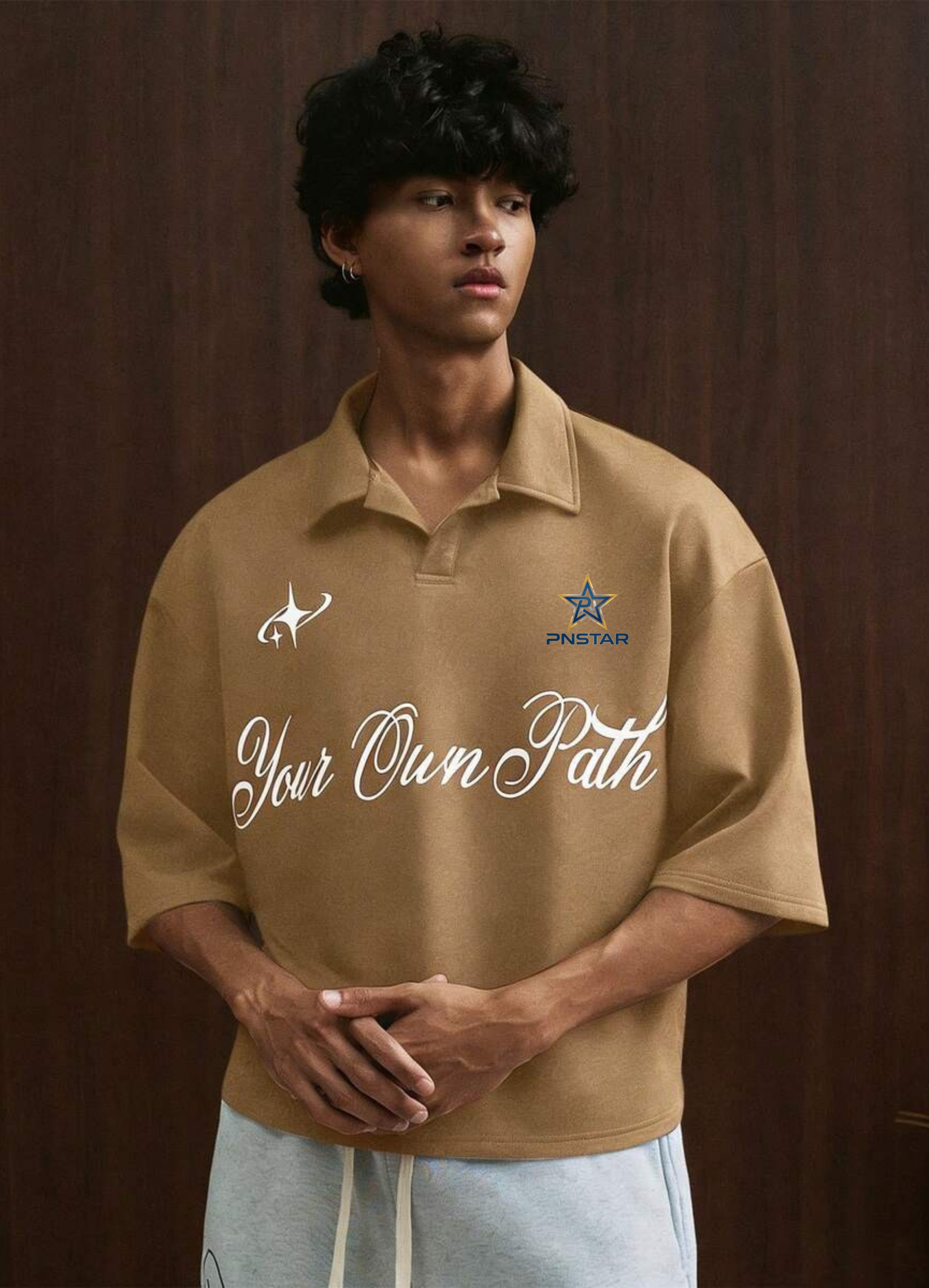 Cropped Printed Collared Tee