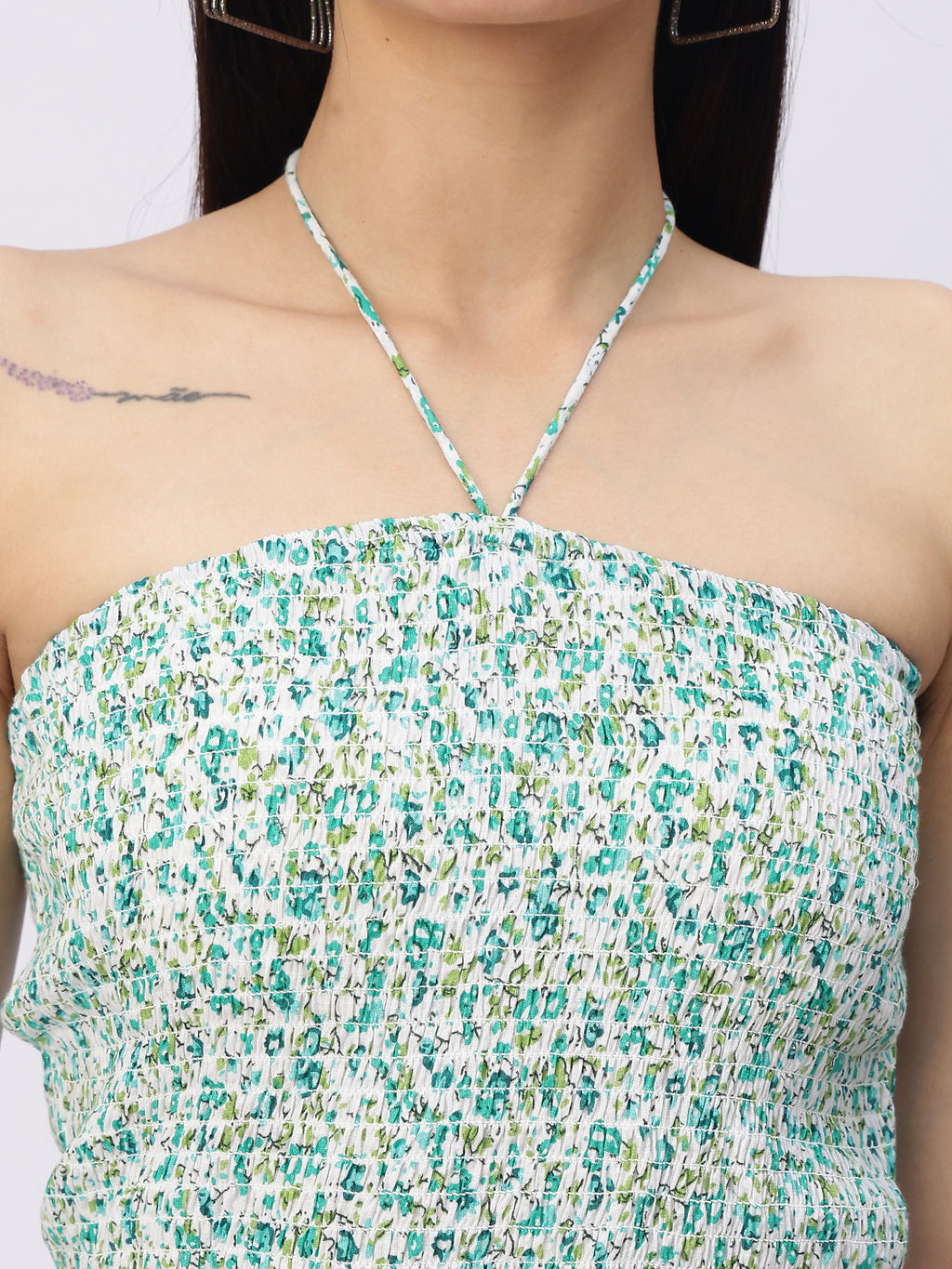 Smocked Halter Crop Top